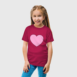 Футболка хлопковая детская Большое розовое сердечко, цвет: маджента — фото 2