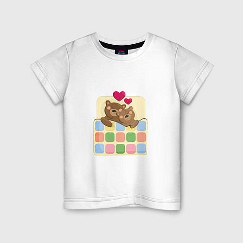 Детская футболка Спящие влюбленные медведи / Белый – фото 1