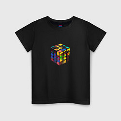 Футболка хлопковая детская Кубик-рубик, цвет: черный