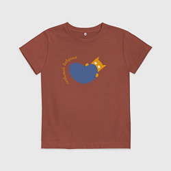 Футболка хлопковая детская Кот с сердцем для бабушки, цвет: кирпичный