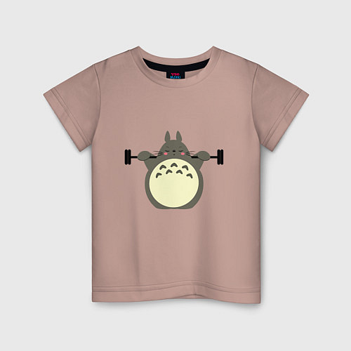 Детская футболка Тоторо на спорте / Пыльно-розовый – фото 1