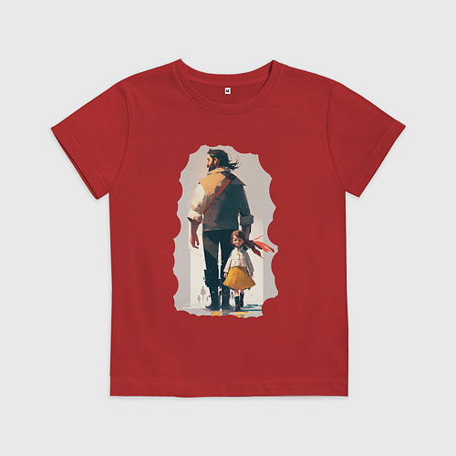 Детская футболка Дочка и отец вместе / Красный – фото 1