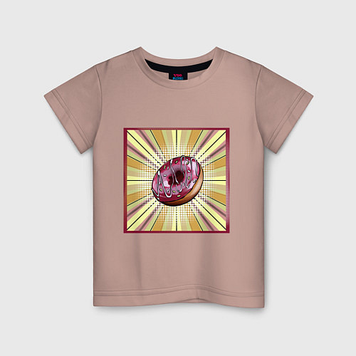 Детская футболка Пончик в стиле поп-арт / Пыльно-розовый – фото 1