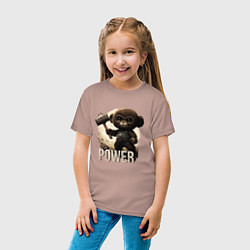 Футболка хлопковая детская Animal power, цвет: пыльно-розовый — фото 2