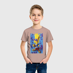 Футболка хлопковая детская Bart Simpson - neural network, цвет: пыльно-розовый — фото 2
