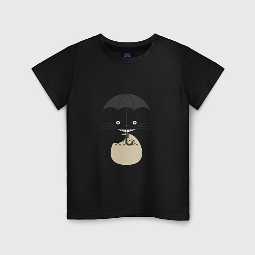 Детская футболка Тоторо под зонтиком / Черный – фото 1
