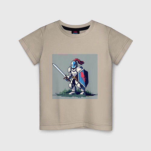 Детская футболка Пиксельный рыцарь / Миндальный – фото 1