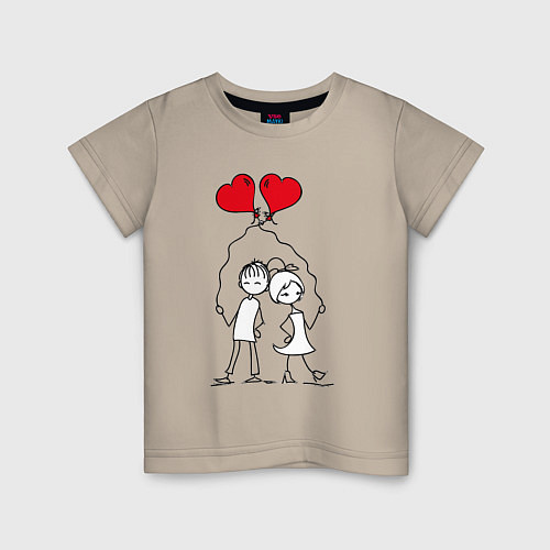 Детская футболка Влюбленные с шариками / Миндальный – фото 1