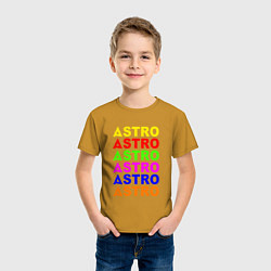 Футболка хлопковая детская Astro color logo, цвет: горчичный — фото 2