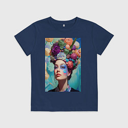 Футболка хлопковая детская Красотка с пирожными - нейросеть, цвет: тёмно-синий