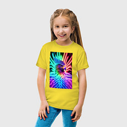 Футболка хлопковая детская Голова орла - неон - нейросеть, цвет: желтый — фото 2