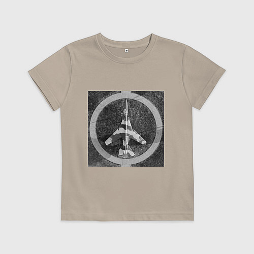 Детская футболка Самолёт МИГ 23 / Миндальный – фото 1