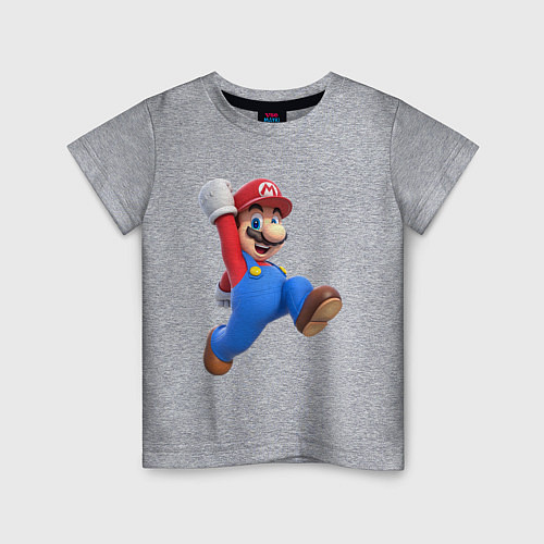 Детская футболка Марио прыгает / Меланж – фото 1