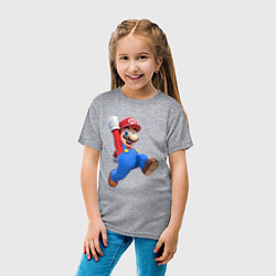 Футболка хлопковая детская Марио прыгает, цвет: меланж — фото 2