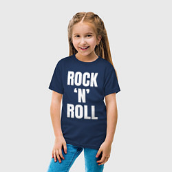 Футболка хлопковая детская Rocknroll белая большая надпись, цвет: тёмно-синий — фото 2