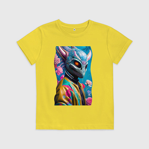 Детская футболка Пришелец из далёкой галактики - нейросеть / Желтый – фото 1