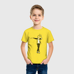 Футболка хлопковая детская Майкл Джексон и шляпа, цвет: желтый — фото 2