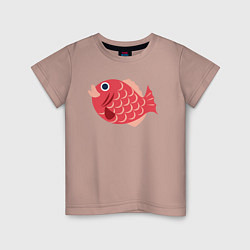 Футболка хлопковая детская Красная рыбка, цвет: пыльно-розовый