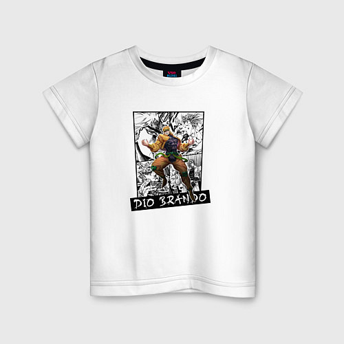 Детская футболка Дио Брандо на фоне манги / Белый – фото 1