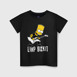 Футболка хлопковая детская Limp Bizkit Барт Симпсон рокер, цвет: черный