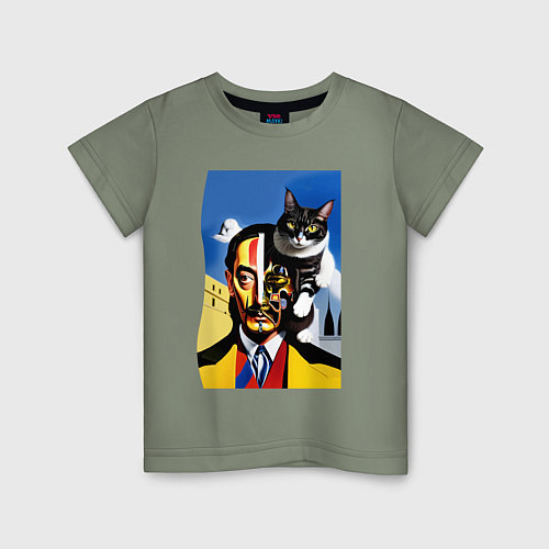 Детская футболка Salvador Dali and his cat / Авокадо – фото 1