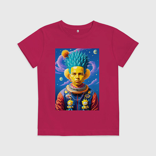 Детская футболка Барт Симпсон в космическом скафандре / Маджента – фото 1