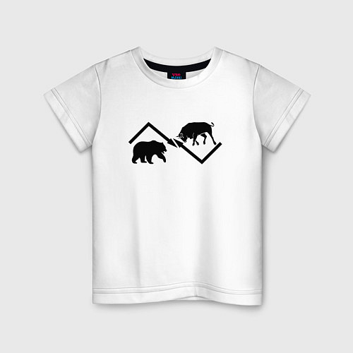 Детская футболка Быки и медведи / Белый – фото 1