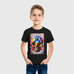 Футболка хлопковая детская Skull - neural network - art, цвет: черный — фото 2