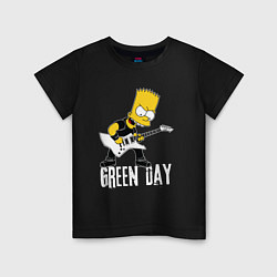 Футболка хлопковая детская Green Day Барт Симпсон рокер, цвет: черный
