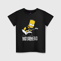 Футболка хлопковая детская Motorhead Барт Симпсон рокер, цвет: черный