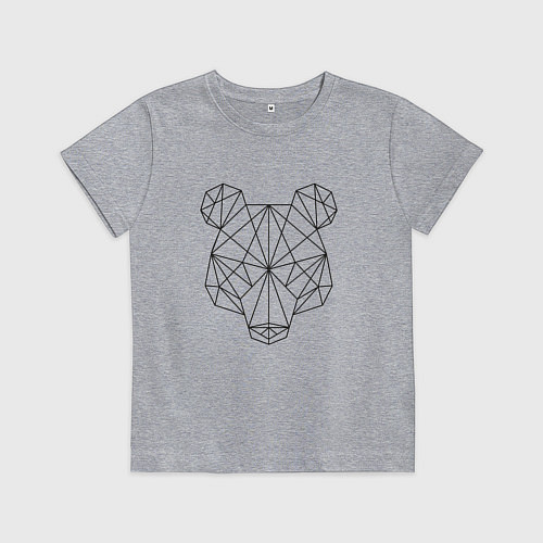 Детская футболка Черная полигональная голова медведя / Меланж – фото 1