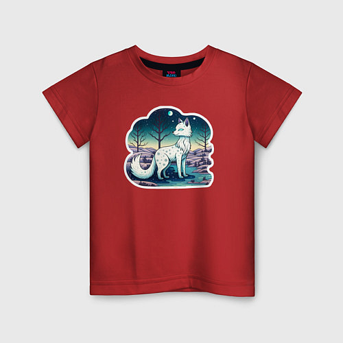 Детская футболка Магическая белая лисица / Красный – фото 1