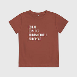 Футболка хлопковая детская Еда сон баскетбол повтори, цвет: кирпичный