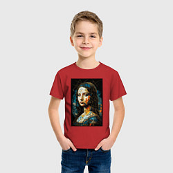 Футболка хлопковая детская Mona Lisa Low Poly, цвет: красный — фото 2