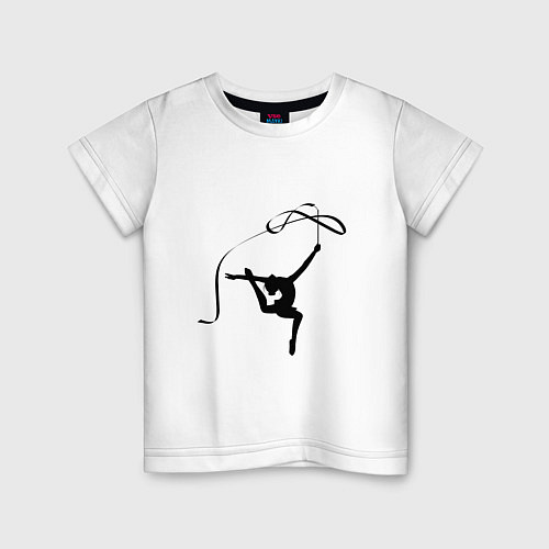 Детская футболка Гимнастка с лентой / Белый – фото 1