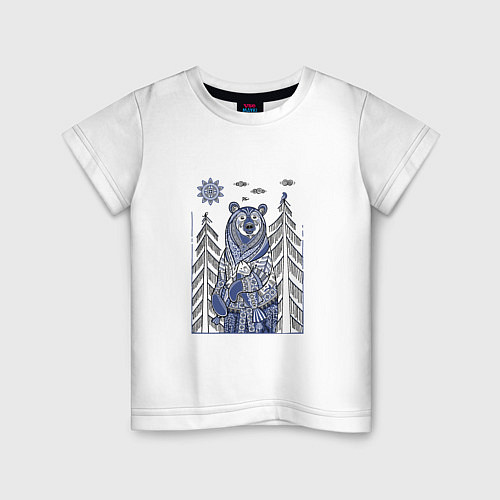 Детская футболка Медведь с рыбой / Белый – фото 1