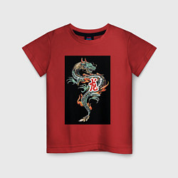 Футболка хлопковая детская Красочный дракон, цвет: красный