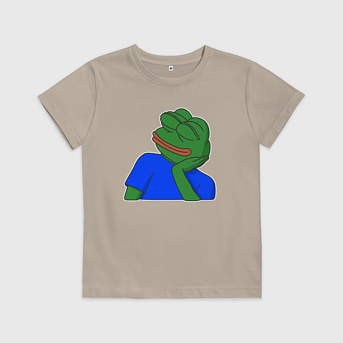 Детская футболка Лягушонок Пепе замечтался / Миндальный – фото 1