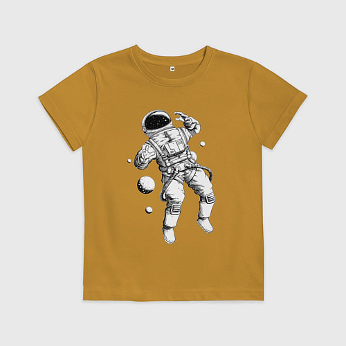 Детская футболка Космонавт в открытом космосе / Горчичный – фото 1