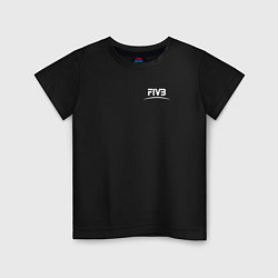 Футболка хлопковая детская Международная федерация волейбола FIVB, цвет: черный
