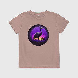 Футболка хлопковая детская Аист в неоне, цвет: пыльно-розовый