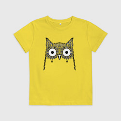 Футболка хлопковая детская Глазастая сова, цвет: желтый