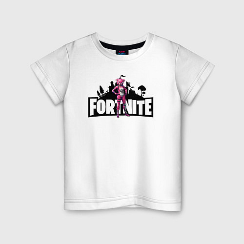 Детская футболка Розовый мишка fortnite / Белый – фото 1