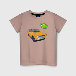 Футболка хлопковая детская My summer car yellow, цвет: пыльно-розовый