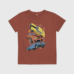 Футболка хлопковая детская Авто переворот beamng drive, цвет: кирпичный
