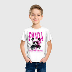 Футболка хлопковая детская Панда и розовые очки, цвет: белый — фото 2