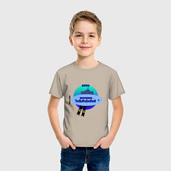 Футболка хлопковая детская Моряк-подводник, цвет: миндальный — фото 2