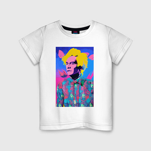 Детская футболка Andy Warhol - self-portrait - pop art / Белый – фото 1