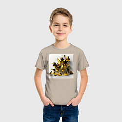 Футболка хлопковая детская Золотая геометрия, цвет: миндальный — фото 2