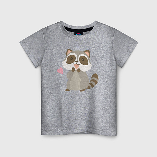 Детская футболка Влюблённый енот / Меланж – фото 1